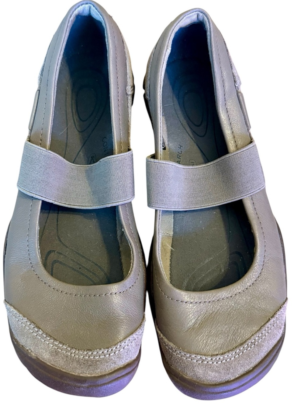 KEEN girls Slip-On Mary Jane’s US 6.5 genuine leather gray/brown